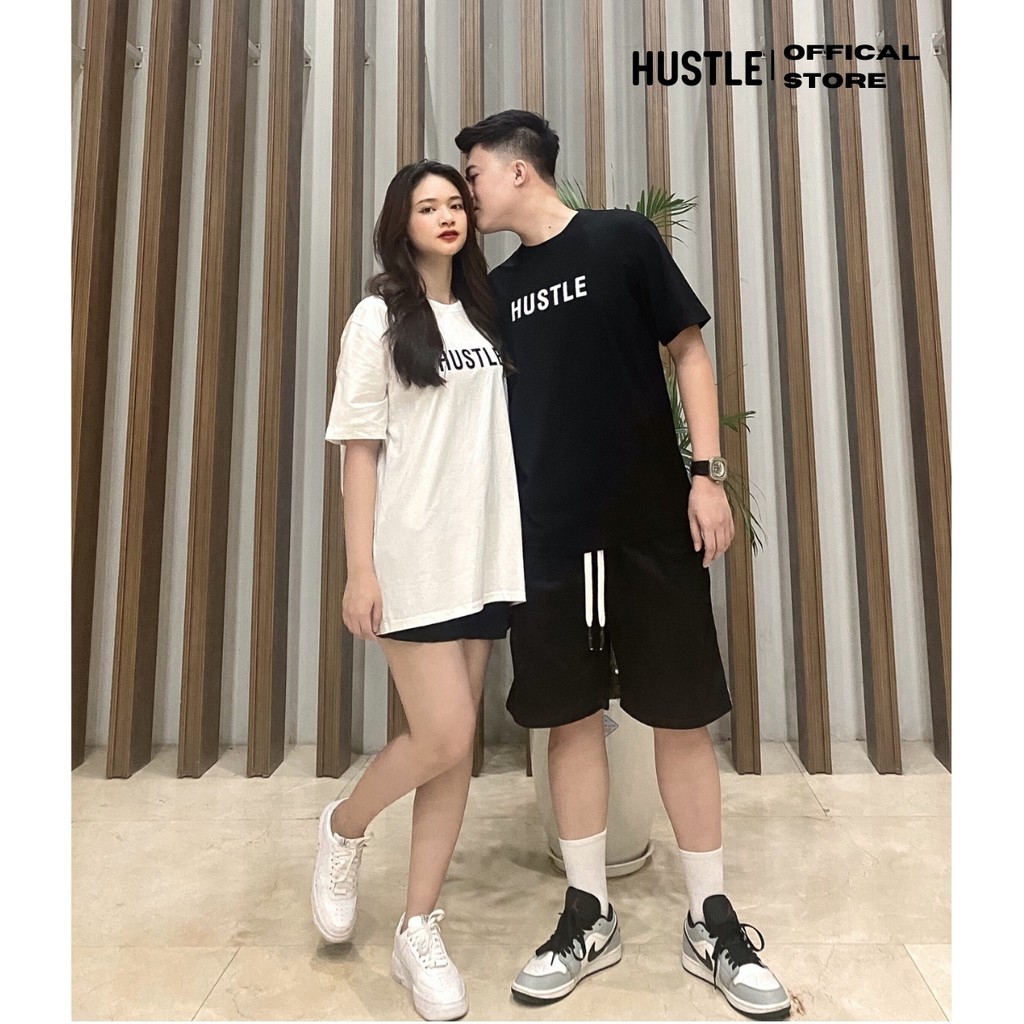 [Freeship từ 0đ] Áo thun local brand unisex nam nữ tay lỡ in logo brand "HUSTLE" - cotton premium cao cấp full size