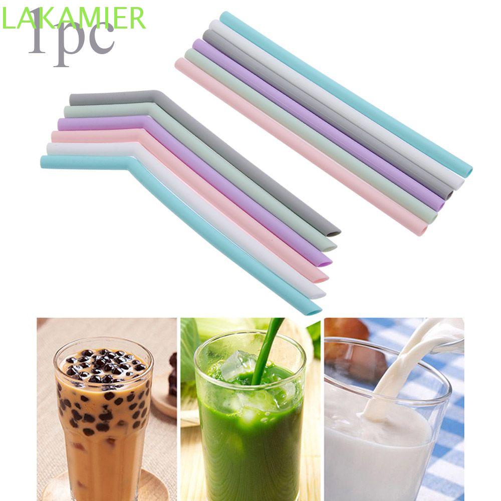 LAKAMIER [Ready Stock] Silicone Drinking Straws Reusable Eco-Friendly Pipette Straight Bend Barware