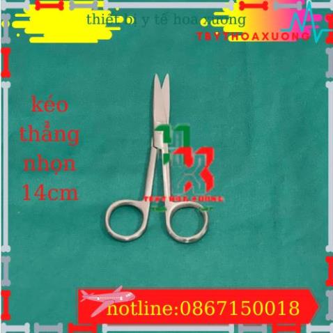 [Hàng Chính Hãng Parkistan] Kéo Y Tế Thẳng Nhọn 14cm- Kéo Cắt Chỉ