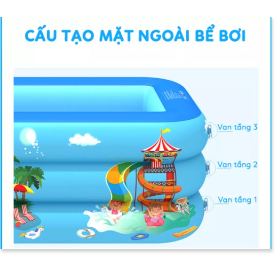 Hồ Bơi Phao Cho Bé❤️đủ kích thước❤️ thành cao 3 tầng, nhựa siêu dày, đáy phồng chống trượt