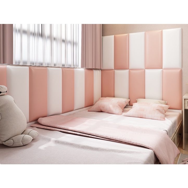 Miếng xốp nệm da kuayu dán tường màu trơn dày 3cm trang trí phòng ngủ đầu giường chống va đập an toàn cho bé