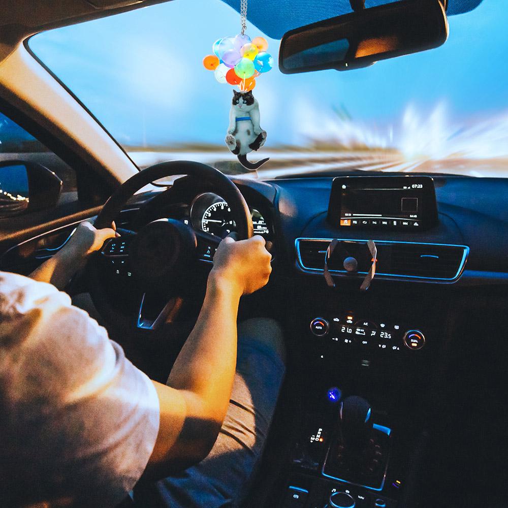 MYRONGVN Chú Mèo Đang Bay Nhiều Màu Dễ Thương Treo Trang Trí Xe Hơi