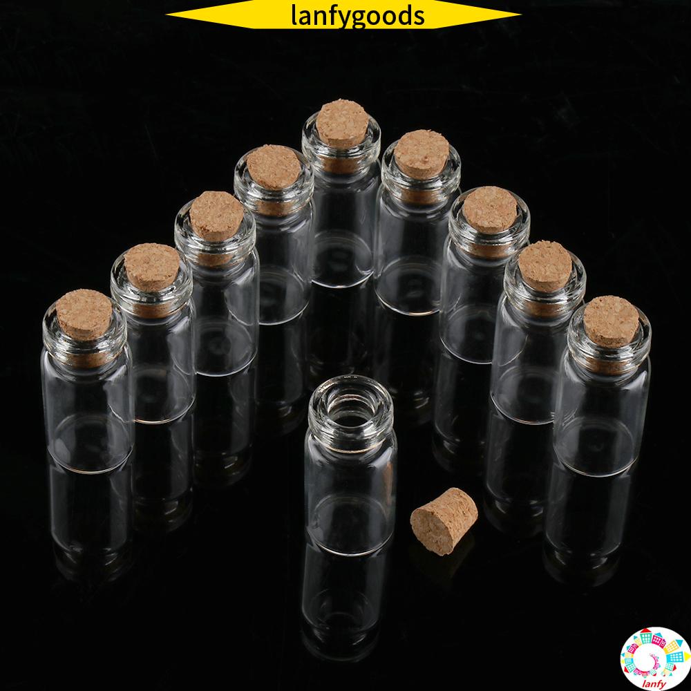 Lanfy Set 10 Lọ Thủy Tinh Rỗng Trong Suốt Nhỏ Gọn Rỗng Kèm Nút Bần