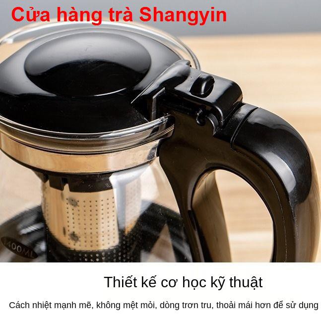 cốcẤm trà thủy tinh dung tích lớn gia dụng bộ, tách có lưới lọc, đun nước chịu nhiệt cao, hoa trà, bộ11