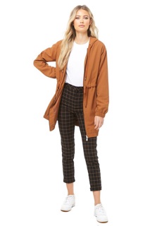 Áo Khoác F21 Thắt Eo Có Mũ Form Dài Polyeste - 0640