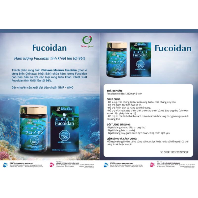 Fucoidan tăng cường sức đề kháng cho cơ thể, bảo vệ sức khỏe Genki Fami hộp 150 viên