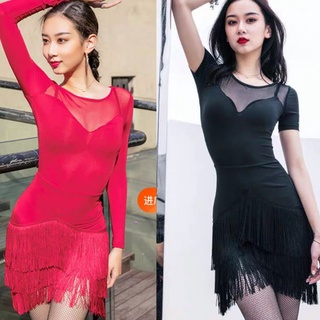 Đầm Khiêu Vũ Latin Ngắn Tay Phối Tua Rua Thời Trang 2022 10.30 Cho Người Lớn Và Trẻ Em