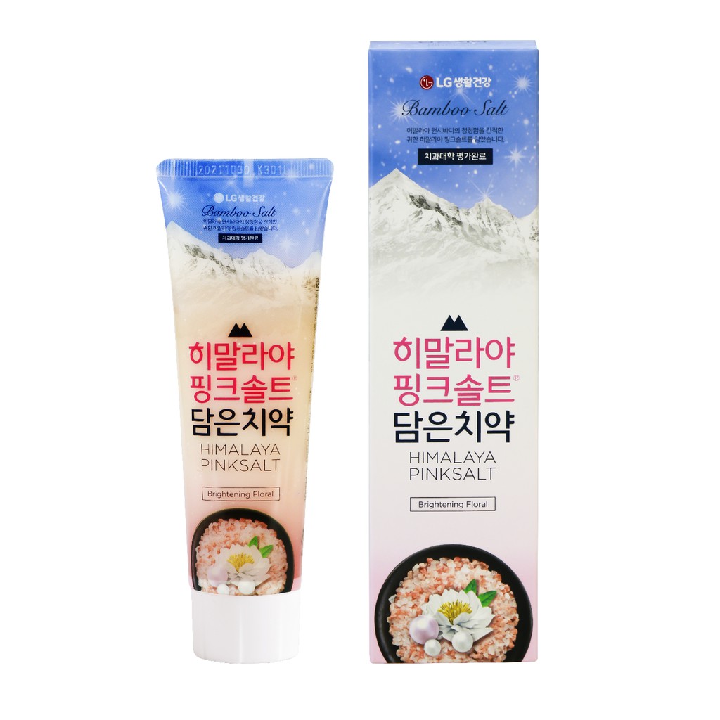 Kem đánh răng Bamboo Salt Himalaya Pink Salt &amp; Bột Ngọc Trai 100g - Brightening Floral Hương Hoa Bạc Hà Trắng răng