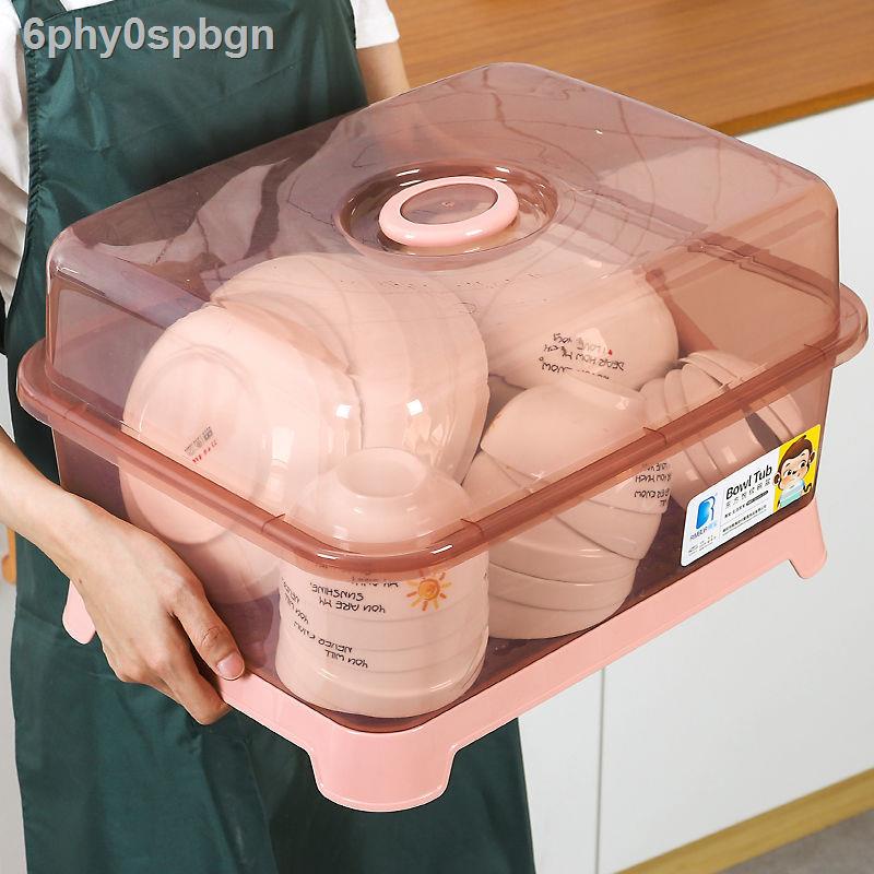 6phy0spbgnHộp lưu trữ bộ đồ ăn nhà bếp giá nhựa rổ thoát nước kích thước tủ đựng bát đĩa hộ gia đình có nắp hộp