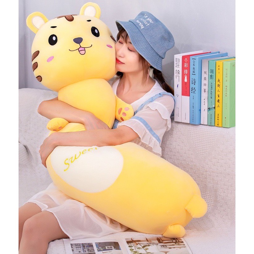 Giá tại xưởng_Gấu Nhồi Bông Hổ Vàng,gối ôm hổ bông mềm mịn Vải Nhung Co Dãn 4 Chiều Bông Gòn Êm Ái
