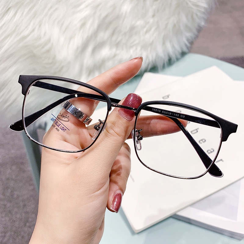 Kính cận VIENDO gọng kim loại tròng vuông chống tia xanh nhiều màu phong cách cao cấp(có thể cắt cận thị ống kính)