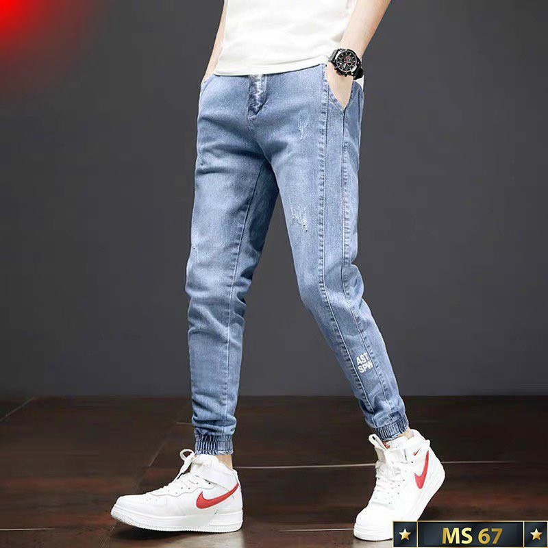 Quần jean jogger nam xanh trơn chất bò cao cấp co dãn đẹp from dáng skinny mẫu mới thời trang cao cấp beautiulgilr r01