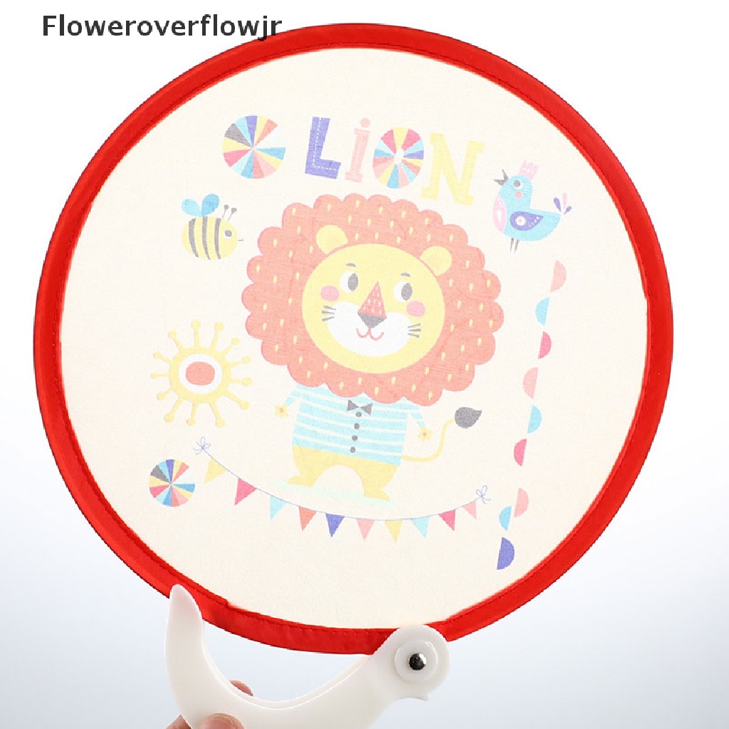 Quạt cầm tay mini hình tròn in họa tiết hoạt hình có thể gấp gọn cho nữ