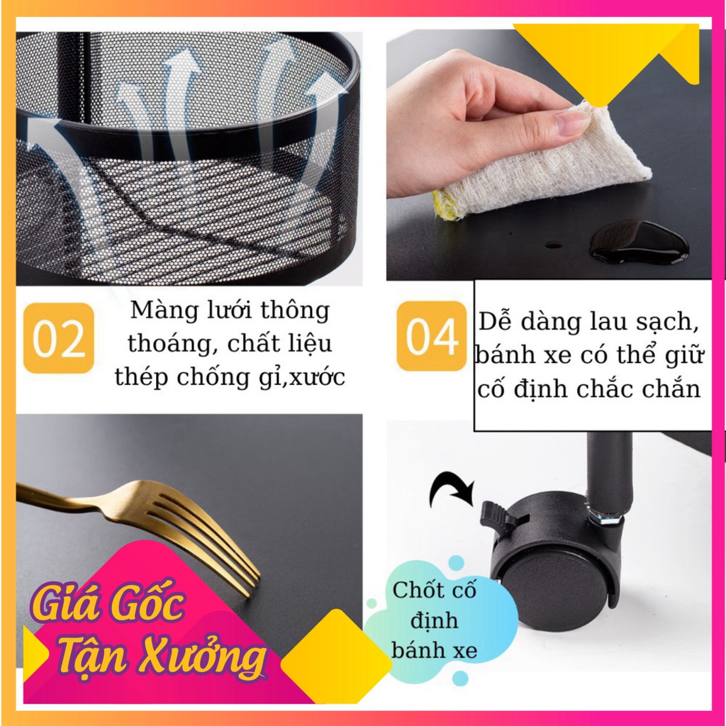 Kệ đa năng đựng rau củ quả và đồ gia dụng, Kệ tròn xoay để hoa quả nhiều tầng nhà bếp[HÀNG CÓ SẴN]