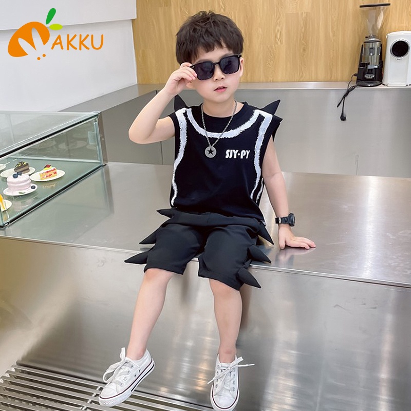 Set Áo Thun Ngắn Tay + Quần Short Đen Trắng Cho Bé