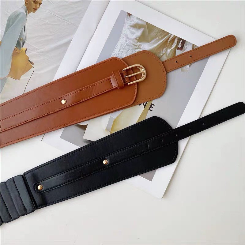 Thắt lưng Váy Bản To Sang Chảnh ĐV011 Lulu shop - Đai váy Da to 7.5cm khóa vàng