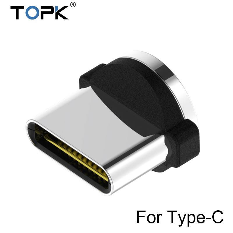 Đầu Cáp Sạc Nam Châm Tròn Tiêu Chuẩn TOPK Hỗ Trợ Cổng Micro / Type-C / 8-pin - TopLink