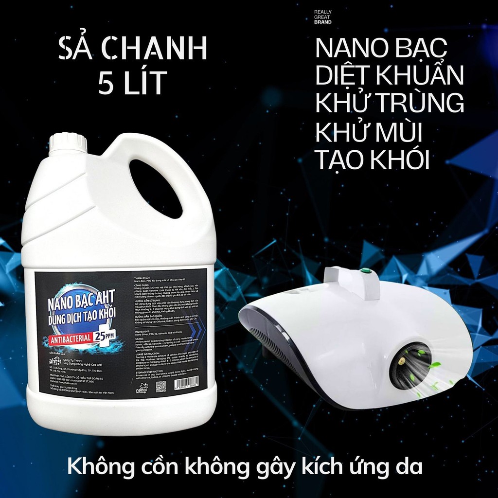 Nano Bạc Diệt Khuẩn, Khử mùi, Tạo Khói 5 Lít Sả Chanh