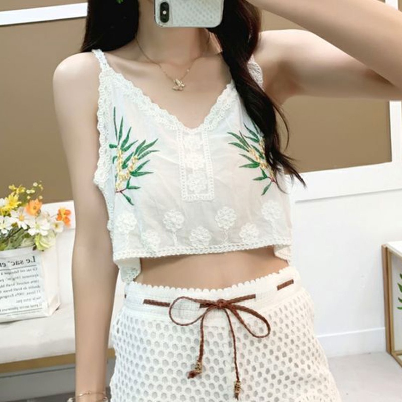 Áo Croptop Dệt Kim Hở Lưng Họa Tiết Hoa Thời Trang Mùa Hè Cho Nữ