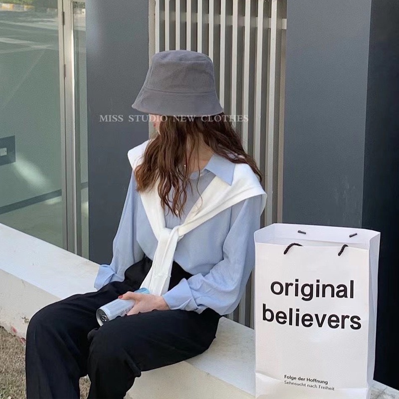 Áo sơ mi nữ kiểu dài tay form rộng công sở hàng Quảng Châu ANDOSA SM27