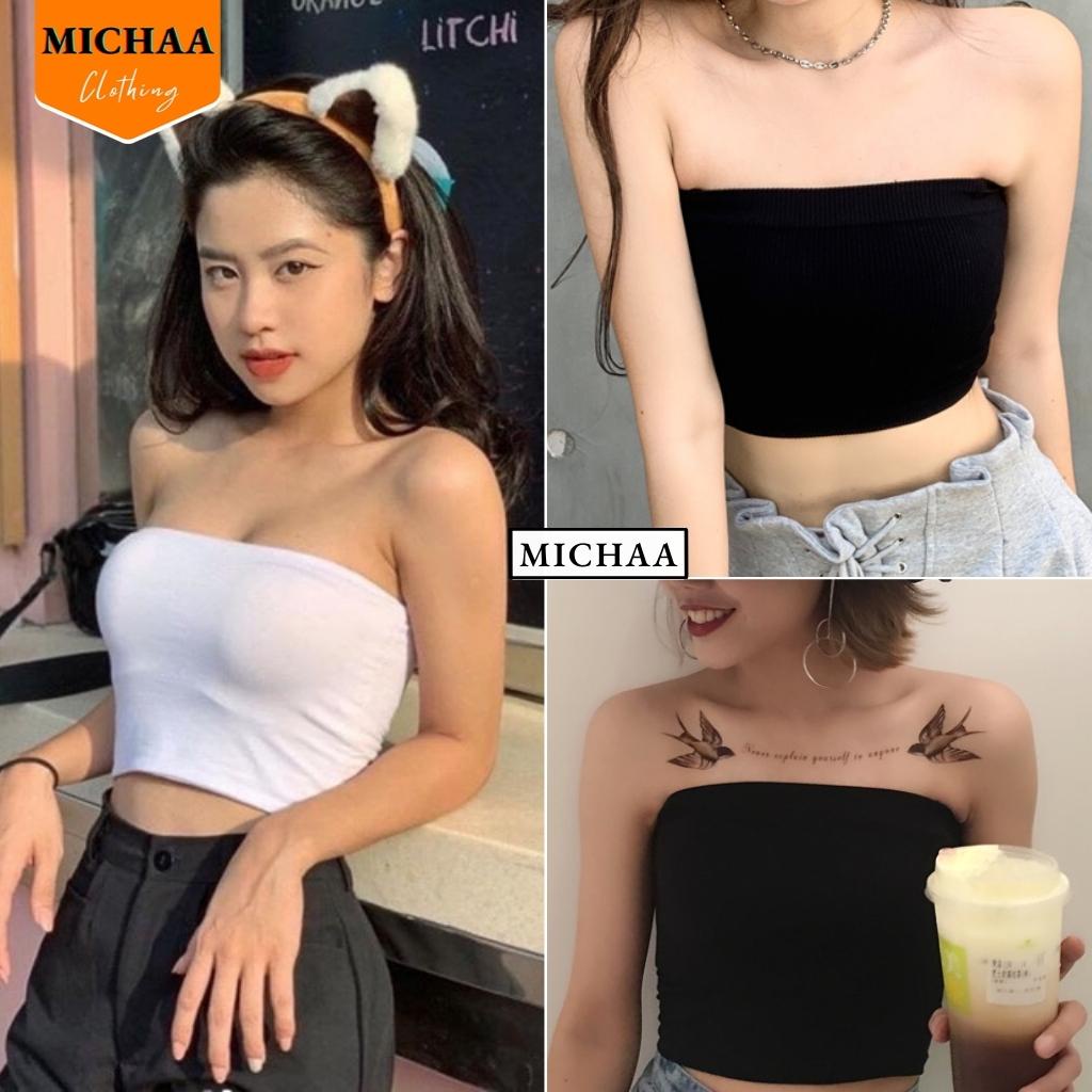 Áo Croptop ỐNG KHÔNG DÂY Nữ Basic Thun Cotton Co Giãn 4 Chiều Không Mút Ngực - MICHAA