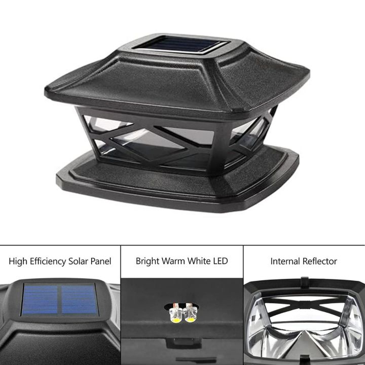 Warmtaste Đèn led Năng Lượng Mặt Trời Cảm Biến Tự Động Chống Thấm Nước Ánh Sáng Trắng Ấm Trang Trí Sân Vườn Ngoài Trời Cho Trụ Trụ