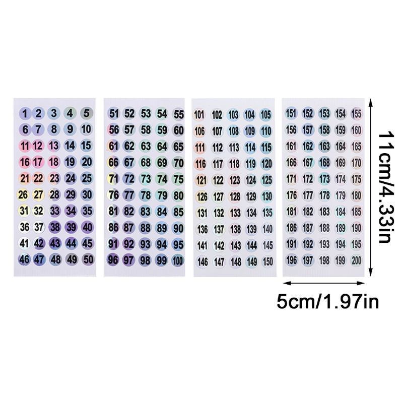 Bộ Hình Dán Chữ Số 8mm Từ 1 Đến 200