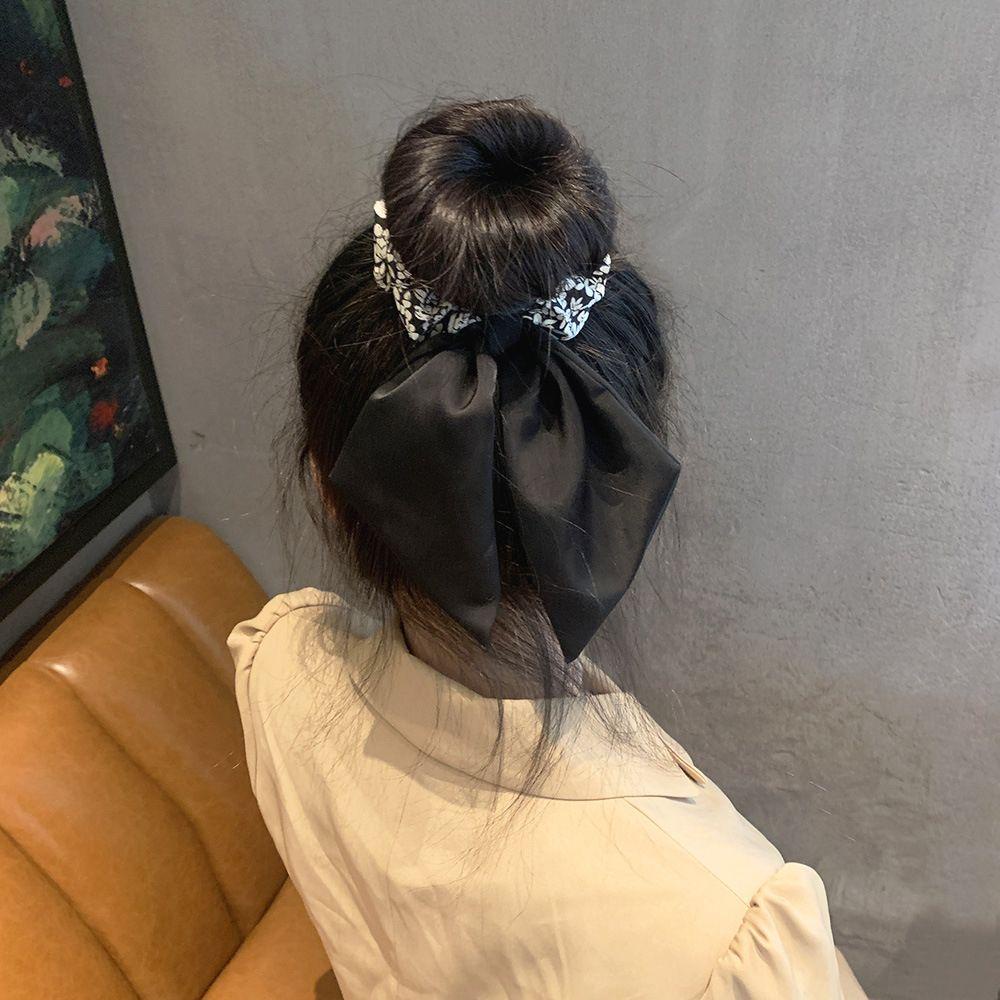 Dây Cột Tóc Ruy Băng Cỡ Lớn In Họa Tiết Hoa Phong Cách Hàn Quốc Cổ Điển Thời Trang Cho Nữ