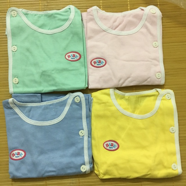 Áo Baby Born cotton cho em bé sơ sinh cúc lệch