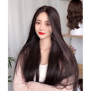 [ẢNH THẬT] Tóc giả chính hãng (Tóc bộ siêu da đầu lace wig thẳng dài đen)