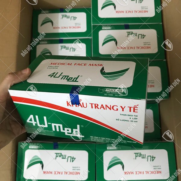 [Hộp 50 cái] Khẩu trang Y tế 4U Med 3 lớp kháng khuẩn, thoải mái