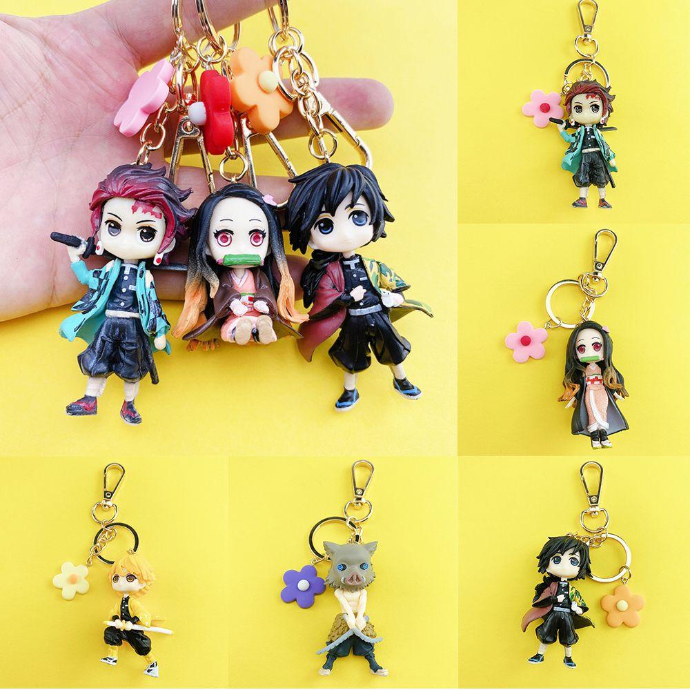 JONYE Móc Khóa Cao Su Họa Tiết Hoạt Hình Kimetsu No Yaiba 3D