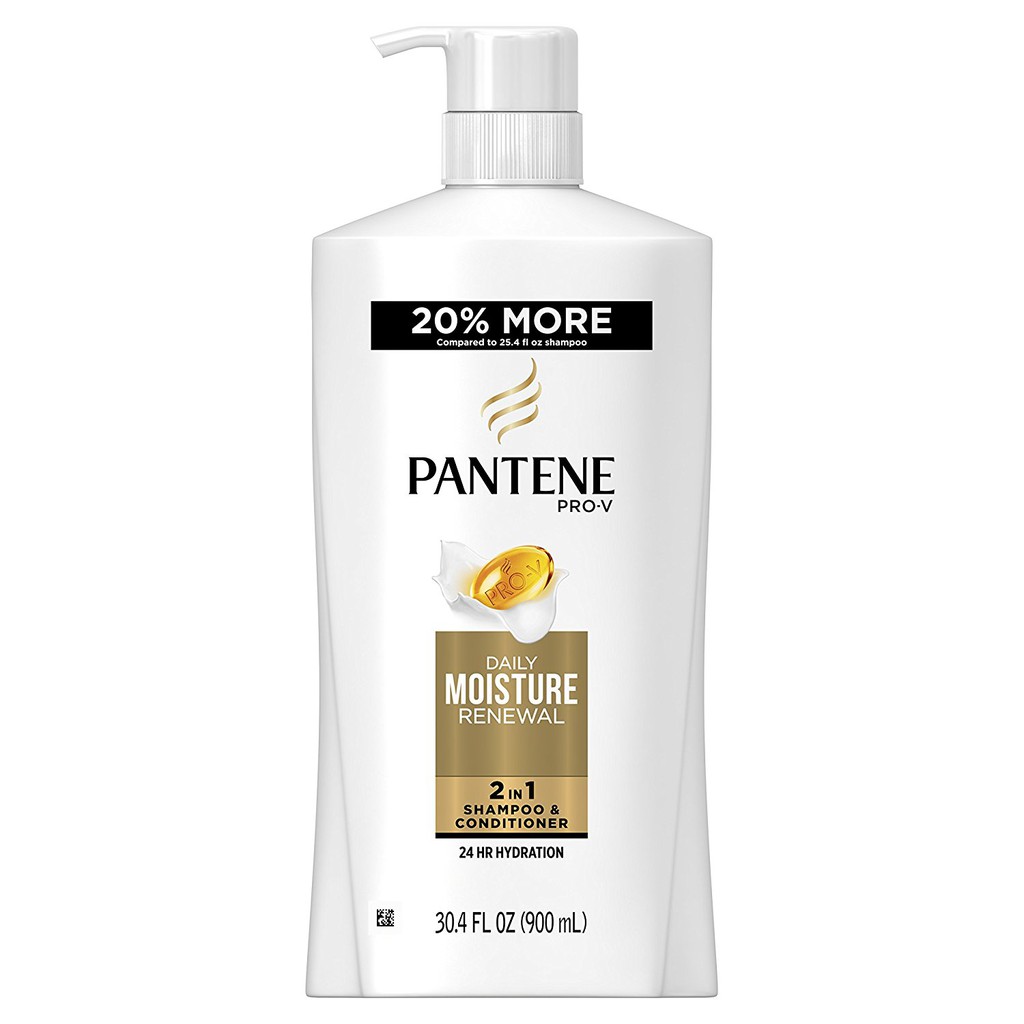Dầu Gội & Xả Dưỡng Ẩm Tóc Pantene Pro-V Daily Moisture Renewal 2 in 1 Shampoo & Conditioner 750ml/900ml (Mỹ)