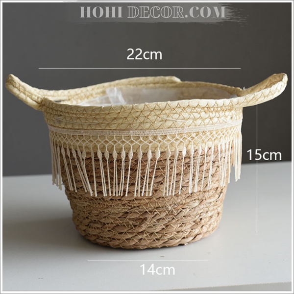 Giỏ Cói Đựng Đồ - Chậu Cói Trồng Cây Trang Trí Nhà Cửa Cao Cấp - Shop Hohi Decor