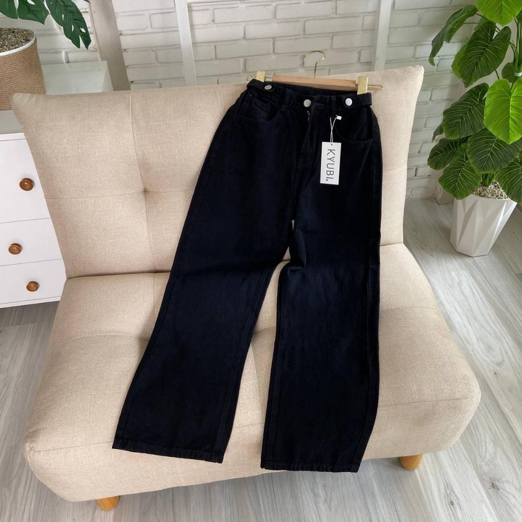 Quần Jean baggy ống suông rộng nữ Ulzzang Kyubi cơ bản có lai [Có Bigsize, Nhiều Màu]- Jean cullote Kyubi BJR21L