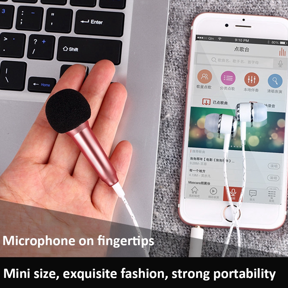 Portable 3.5mm Stereo Mic KTV Karaoke Mini Microphone Mobile Phone Universal Desktop Small Size Mic