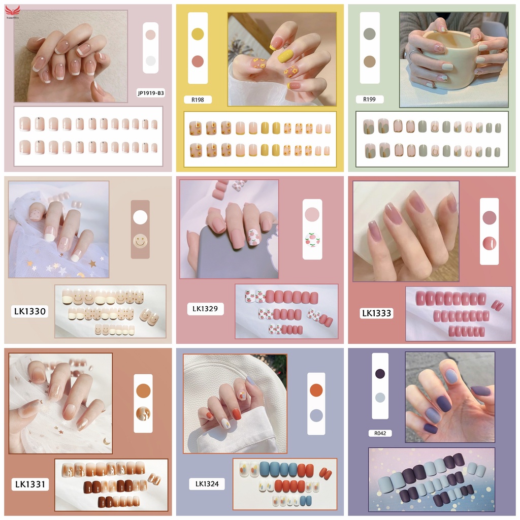 Set 24 Móng Tay Giả dài trong suốt đính nơ đá Gắn Nơ Xinh Xắn Thời Trang Cá Tính Cho móng giả đính nơ Kèm Keo Dán