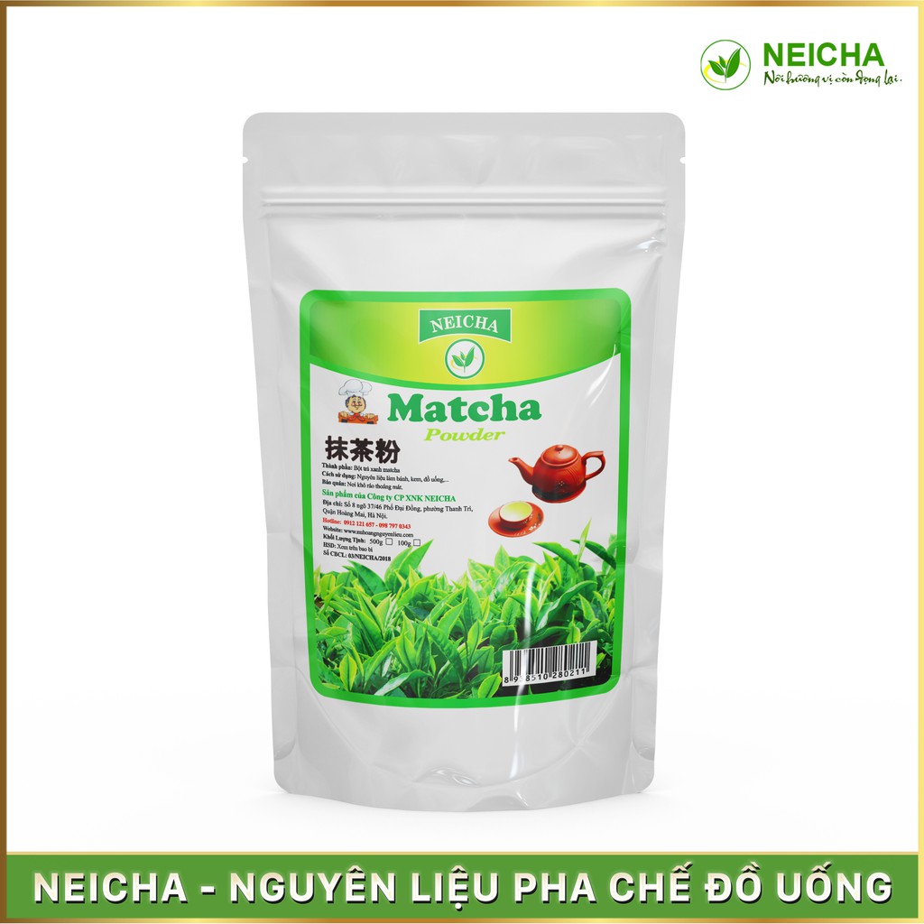 Bột Trà Xanh Matcha, Bột Matcha Mũ Trắng Đài Loan Cao Cấp Neicha ( 100G )