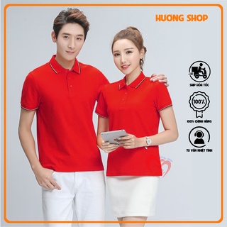 Áo thun polo 3 sọc cao cấp màu ĐỎ