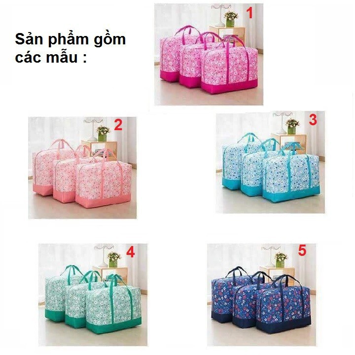 SET 3 TÚI ĐỰNG QUẦN ÁO CHĂN MÀN VẢI HỌA TIẾT [RẺ NHẤT SHOPEE]