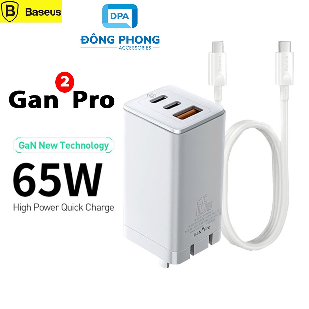 Bộ Sạc Nhanh Đa Năng Baseus Gan 2 Pro Quick Travel Charger 65W Chính Hãng