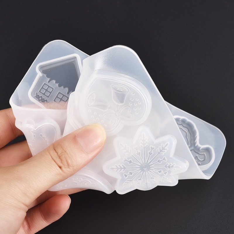 Khuôn Silicon Trong Suốt 1 / 9 Ngăn Hình Bông Tuyết / Cây Thông / Móc Khóa DIY