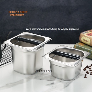 Hộp inox 2 kích thước đựng bã cà phê Espresso - Hộp đập bã cà phê