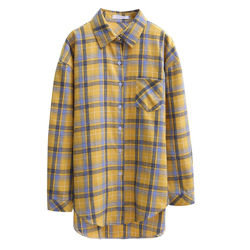 KEMEJA Áo Sơ Mi Dài Tay Họa Tiết Ca Rô Thời Trang Thanh Lịch Dành Cho Nữ