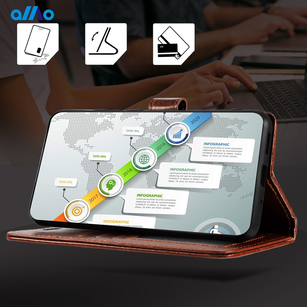 Bao da điện thoại PU nắp gập từ tính dạng ví có ngăn đựng thẻ kiêm giá đỡ cao cấp cho Xiaomi Mi 11T Pro