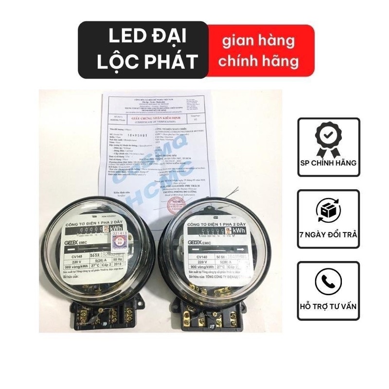 Công tơ điện emic gelex 6 số, công tơ điện 1 pha 2 dây có giấy kiểm định