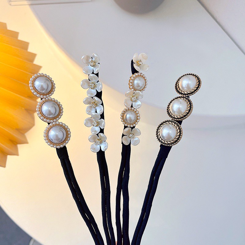 Dây Buộc Tóc Hình Hoa Đính Ngọc Trai Nhân Tạo Thời Trang