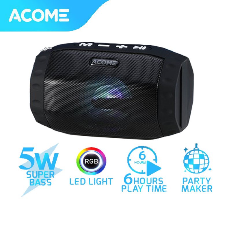 [Mã ELRVA30K giảm 7% đơn 99K] Loa Bluetooth ACOME A2 Công Suất 5W - Hỗ Trợ Kết Nối MicroSD USB Nghe FM - Playtime 6H