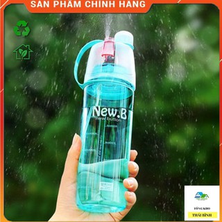 Bình nước thể thao 600ml có vòi xịt phun nước, bình nước thể thao phun sương 2 trong 1