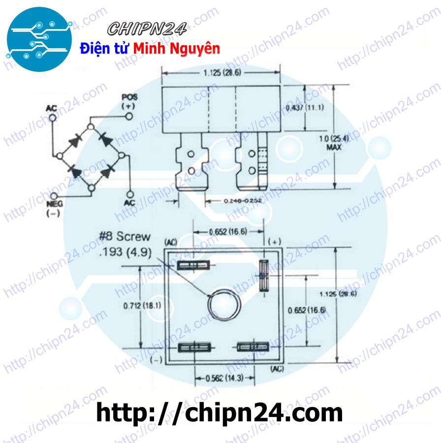 [1 CON] Cầu Diode KBPC1510 15A 1000V (15A vuông)